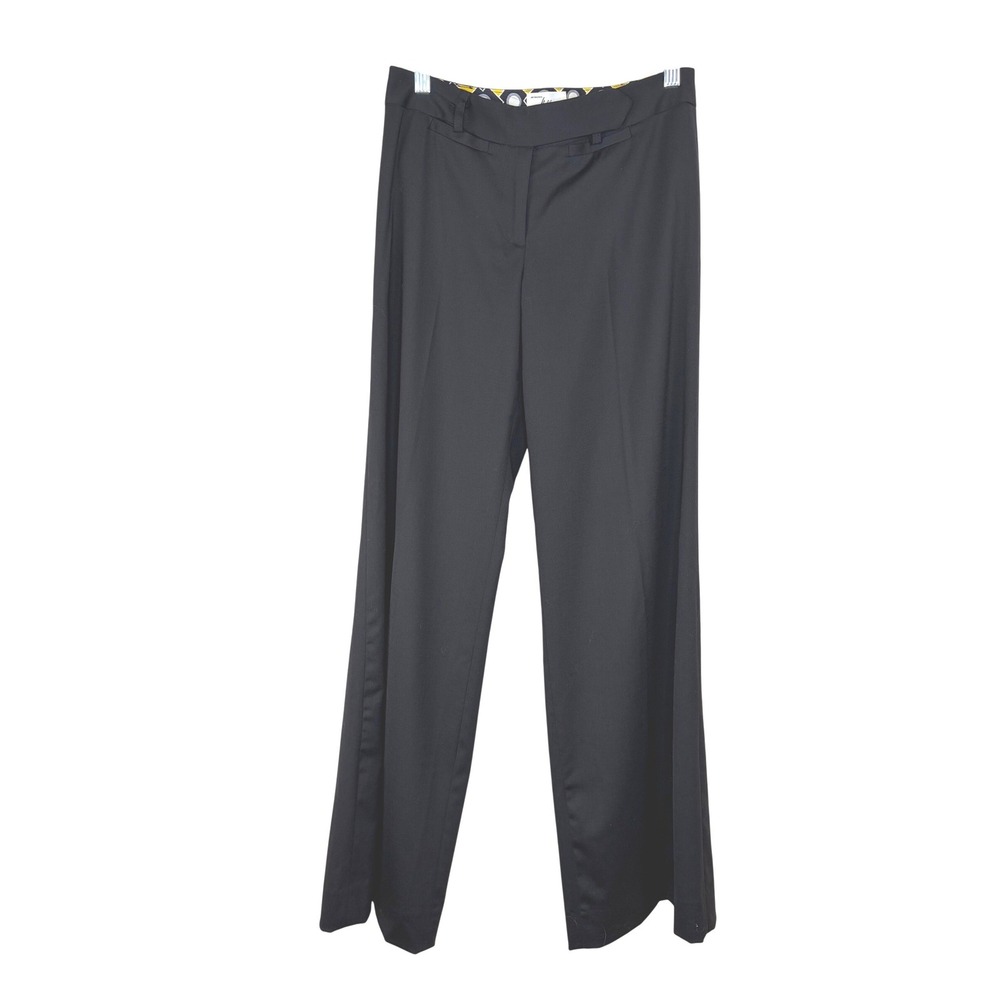 Vintage Y2K Milly of New York Wool Wide Leg Pants Size 2 Silk Trim USA